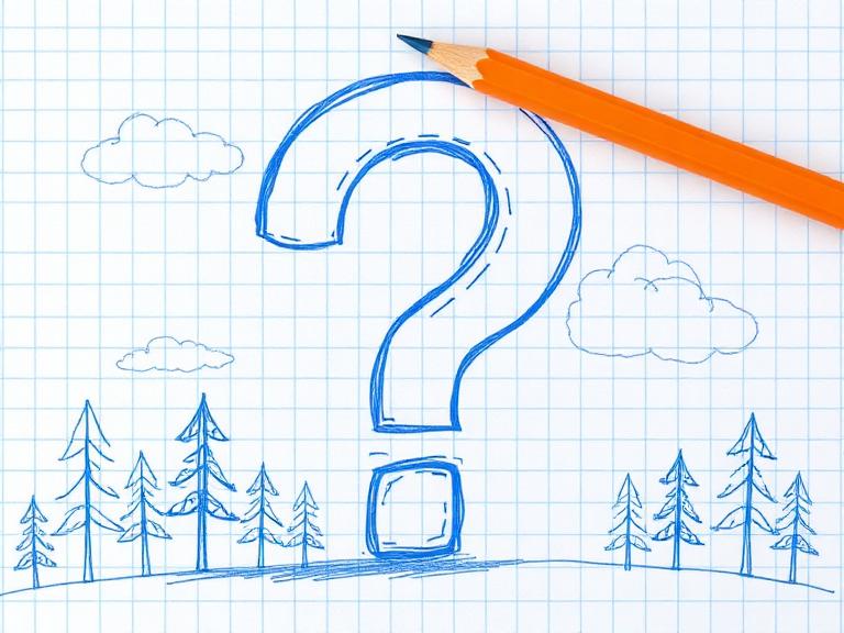 Blueprint sketch with question mark